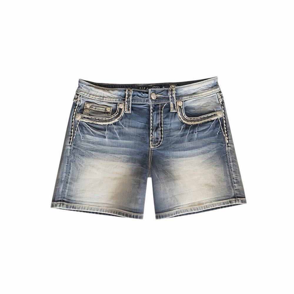 Miss Me Signature Distressed Low Rise Flap Pocket Denim Shorts Sz 31